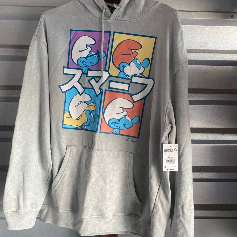 Gray Smurfs Graphic Hoodie